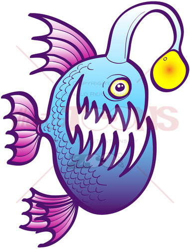 Angler fish smiling mischievously - illustratoons