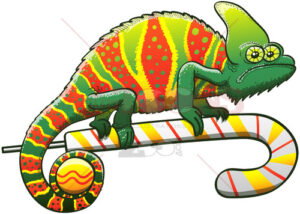Christmas chameleon with perfect camouflage - illustratoons