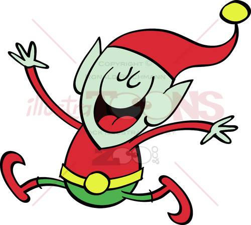 Christmas elf jumping and celebrating