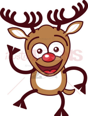 Christmas reindeer waving animatedly