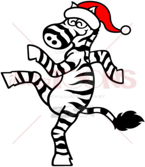 Christmas zebra dancing and celebrating big - illustratoons