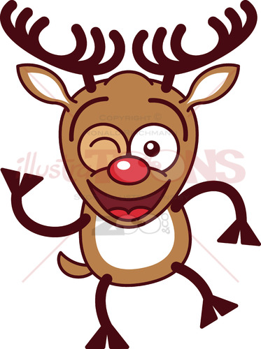 Cool Christmas reindeer smiling and winking