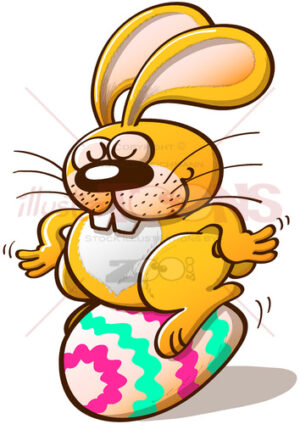 Cool bunny riding an Easter egg - illustratoons