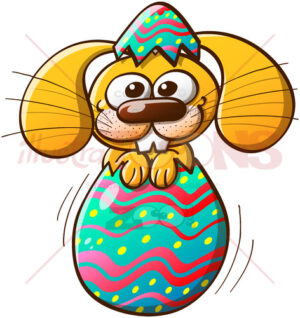 Cute Easter bunny being born from an egg - illustratoons
