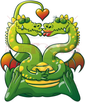 Double headed dragon madly in love - illustratoons