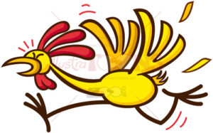 Funny yellow chicken running nervously - illustratoons