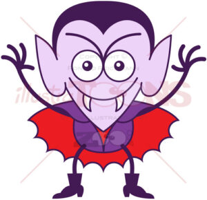 Halloween Dracula smiling mischievously - illustratoons