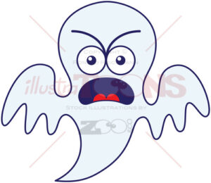 Halloween ghost feeling furious and yelling - illustratoons