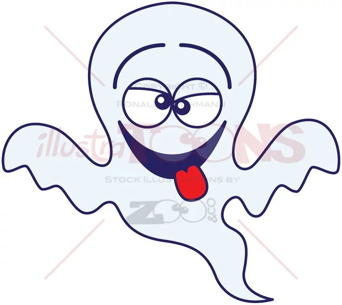 Halloween ghost making funny faces - illustratoons