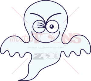 Halloween naughty ghost winking and smiling - illustratoons