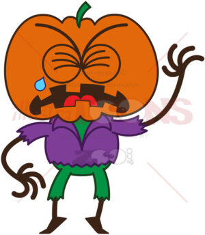Halloween scarecrow feeling sad and crying - illustratoons