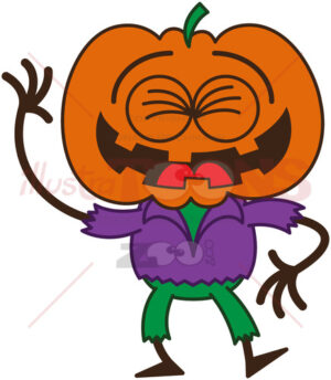 Halloween scarecrow laughing animatedly - illustratoons