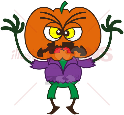 Halloween scarecrow looking frightening - illustratoons