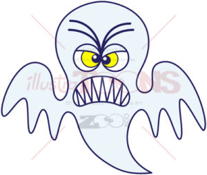 Halloween scary ghost furiously clenching teeth - illustratoons