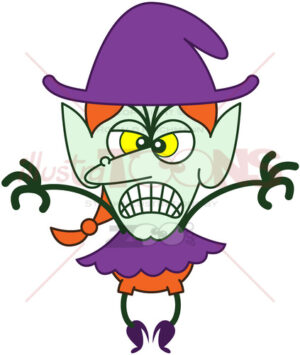 Halloween scary witch expressing anger and groaning - illustratoons