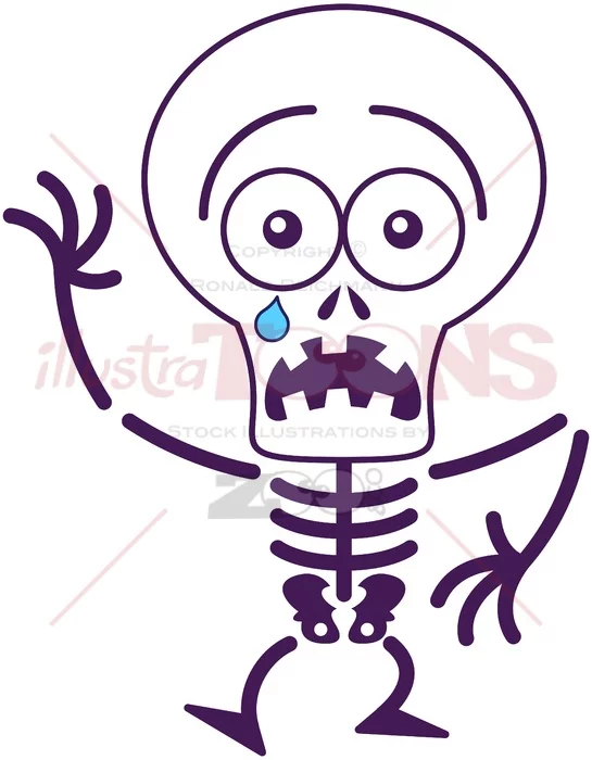 Halloween skeleton feeling scared - illustratoons