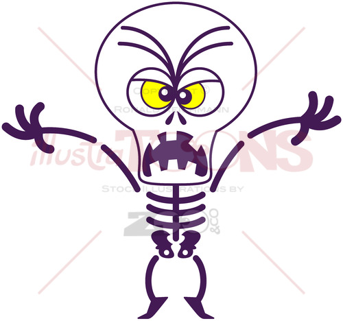 Halloween skeleton in terrific scary mood - illustratoons