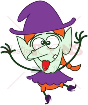 Halloween witch making funny faces - illustratoons