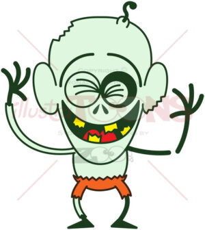 Halloween zombie laughing and having fun - illustratoons