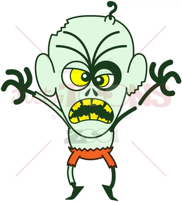 Halloween zombie showing scary mood - illustratoons