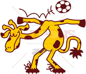 Nice talented giraffe playing soccer - illustratoons