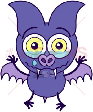 Purple bat crying and feeling sad - illustratoons