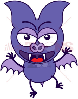 Purple bat feeling angry and protesting - illustratoons