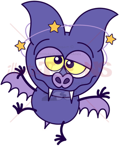 Purple bat feeling dizzy - illustratoons