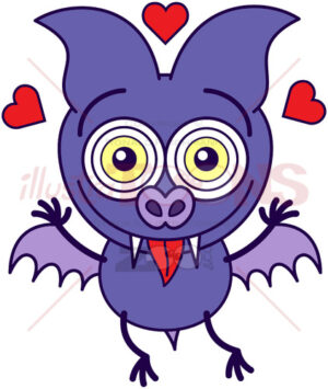 Purple bat feeling head over heels in love - illustratoons