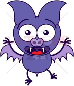 Purple bat feeling surprised and scared - illustratoons