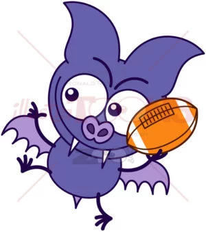 Purple bat playing football - illustratoons