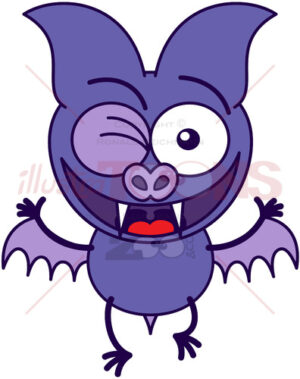 Purple bat winking enthusiastically - illustratoons