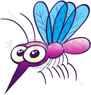 Purple mosquito looking disturbingly harmless - illustratoons