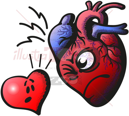 Real heart against cartoon heart - illustratoons