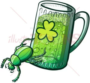 Saint Patrick’s Day powerful green beetle - illustratoons