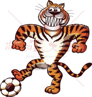 Soccer tiger stepping on a ball 2115