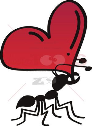 Strong ant bearing the weight of love