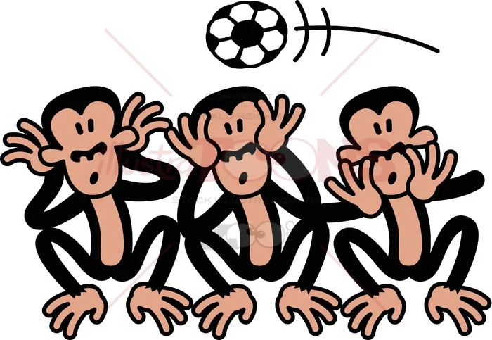 Three wise monkeys and soccer 3072