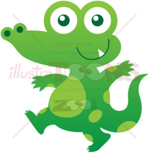 Baby crocodile smiling while walking stealthily - illustratoons