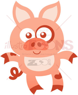 Baby pig posing while smiling and feeling surprised - illustratoons