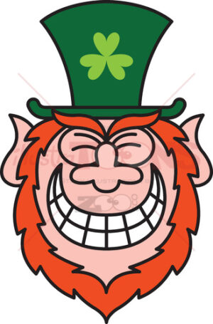 St Paddy’s Day Leprechaun grinning from ear to ear - illustratoons