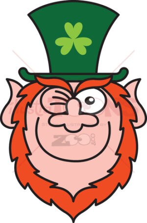 St Paddy’s Day Leprechaun winking mischievously - illustratoons