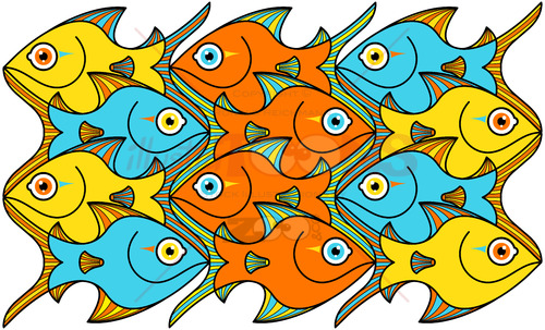 Colorful fishes forming a seamless pattern - illustratoons