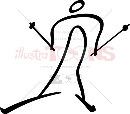 Share Your Passion for Cross-Country Skiing with a Cool Stick Man Pictogram - illustratoons