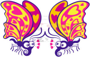 Beautiful butterflies madly falling in love - illustratoons