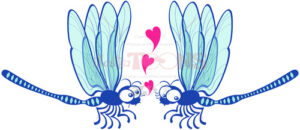 Blue dragonflies tenderly falling in love - illustratoons