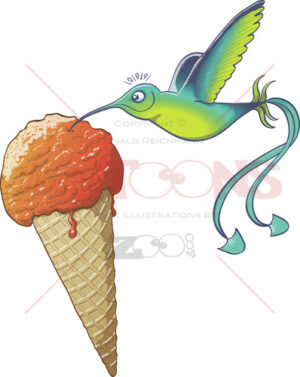 Cool hummingbird eating ice cream cone 7918