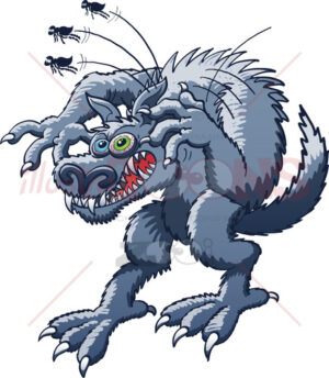 Monstrous werewolf scratching fleas 8161
