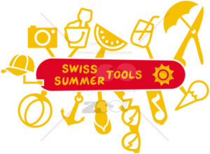 Swiss summer knife multifunction tools - illustratoons