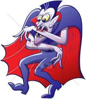 Thirsty Dracula sucking blood from his own arm - illustratoons